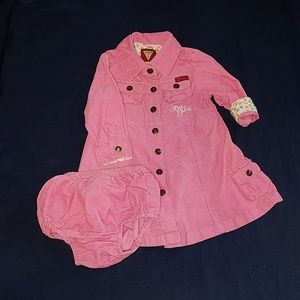 Pink corduroy dress.